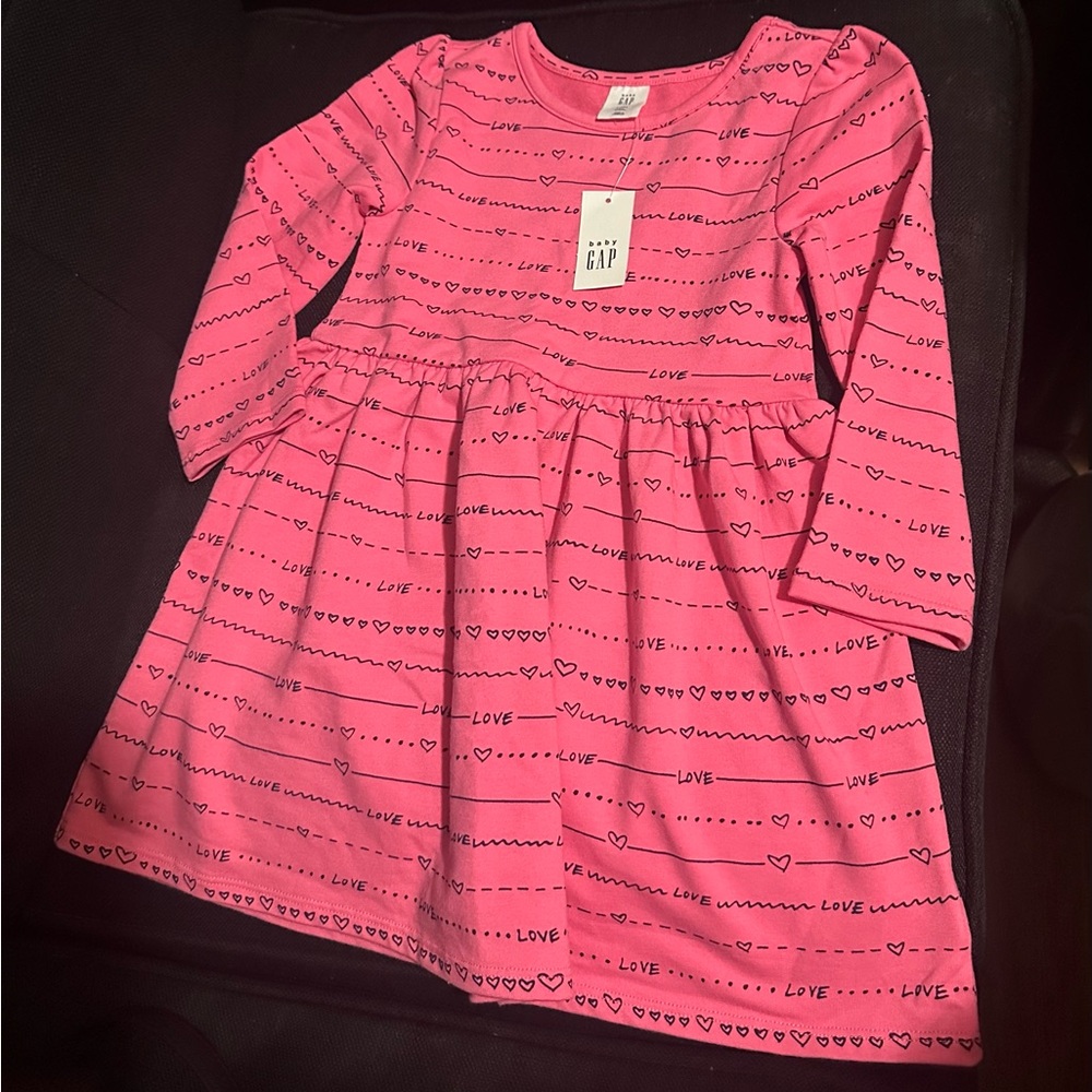 GAP Pink Love Print Kids Dress NWT
